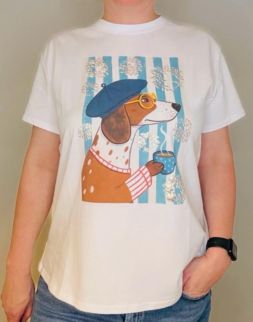 T-Shirt "Hund" weiß