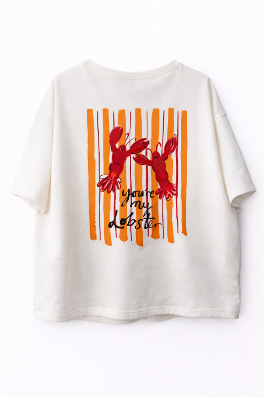 Lobster Oversized Kurzarm Pullover – Baumwolle