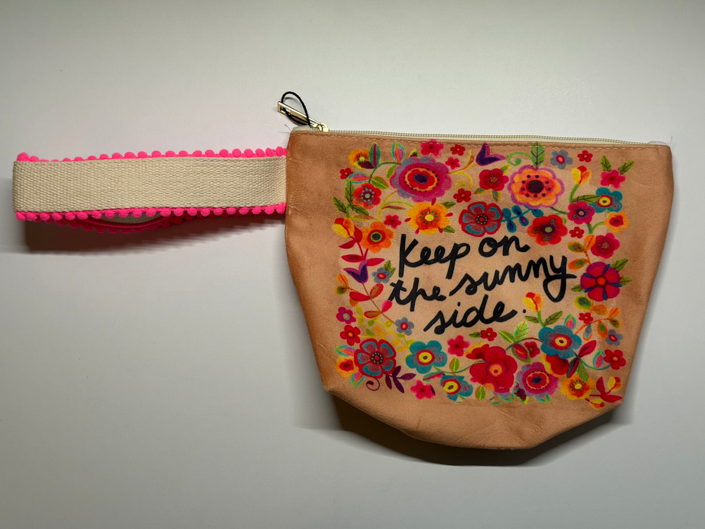 Kosmetiktasche Blumen „Keep on the Sunny Side“ – Make-up Tasche Damen – Kulturbeutel Reise & Geschenk