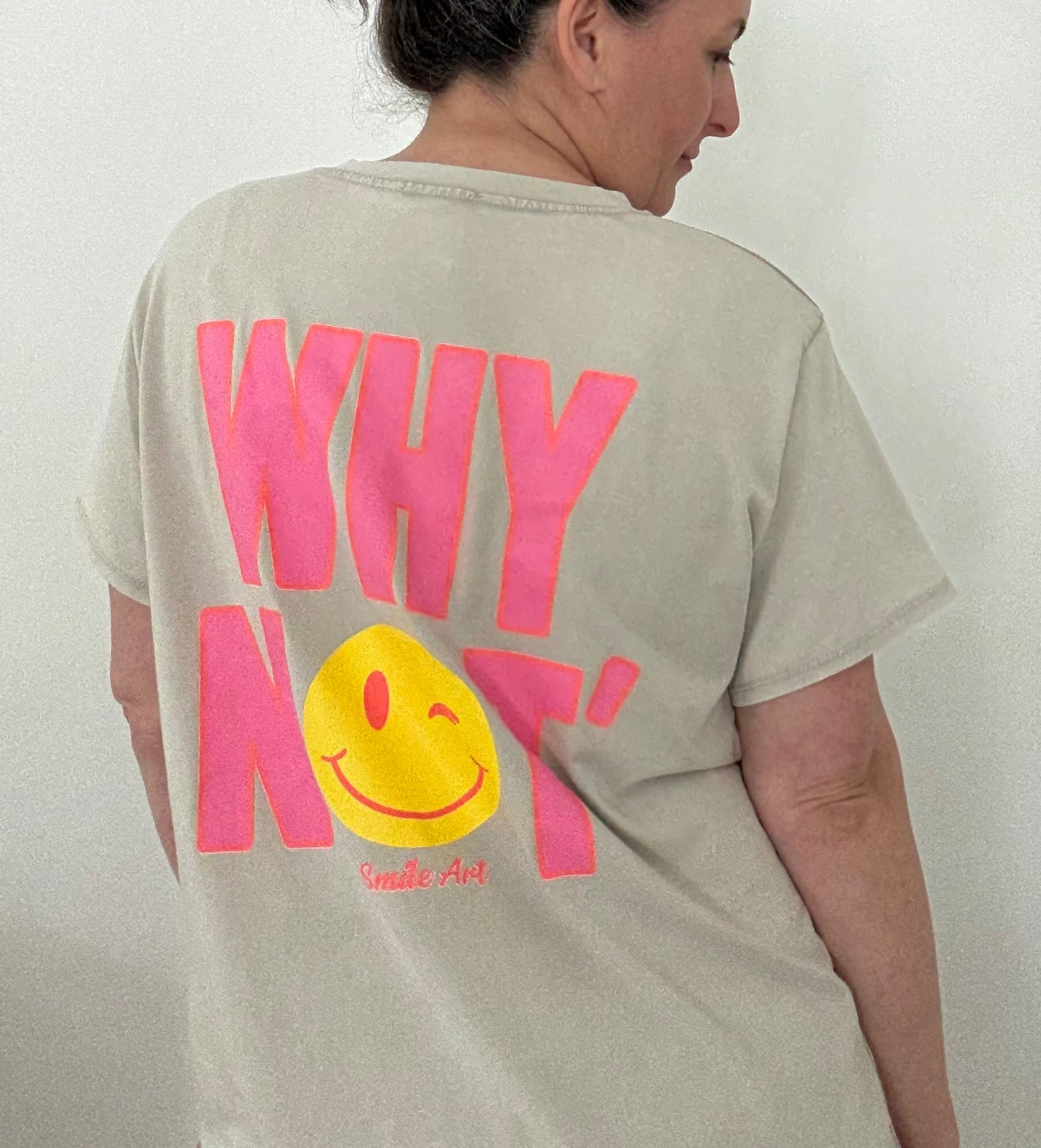 T-Shirt beige "Smiley, Why Not"
