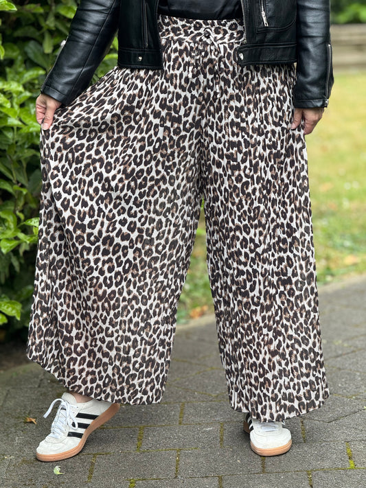 Culotte Plissee Hose mit langem Unterfutter Leo