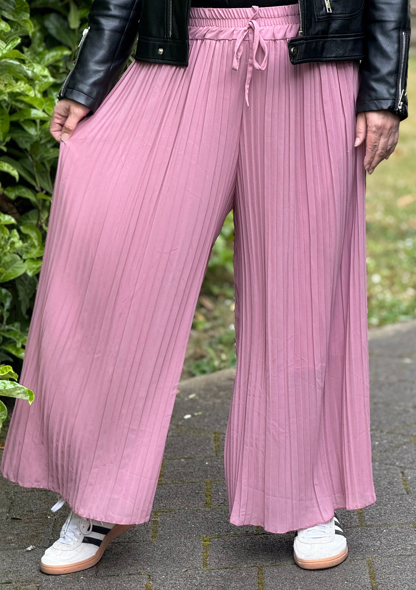 Culotte Plissee Hose mit langem Unterfutter altrosa