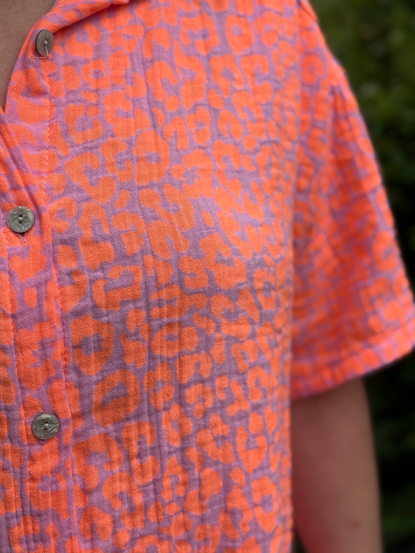 "Waffle" Musselin Bluse Leo koralle/orange
