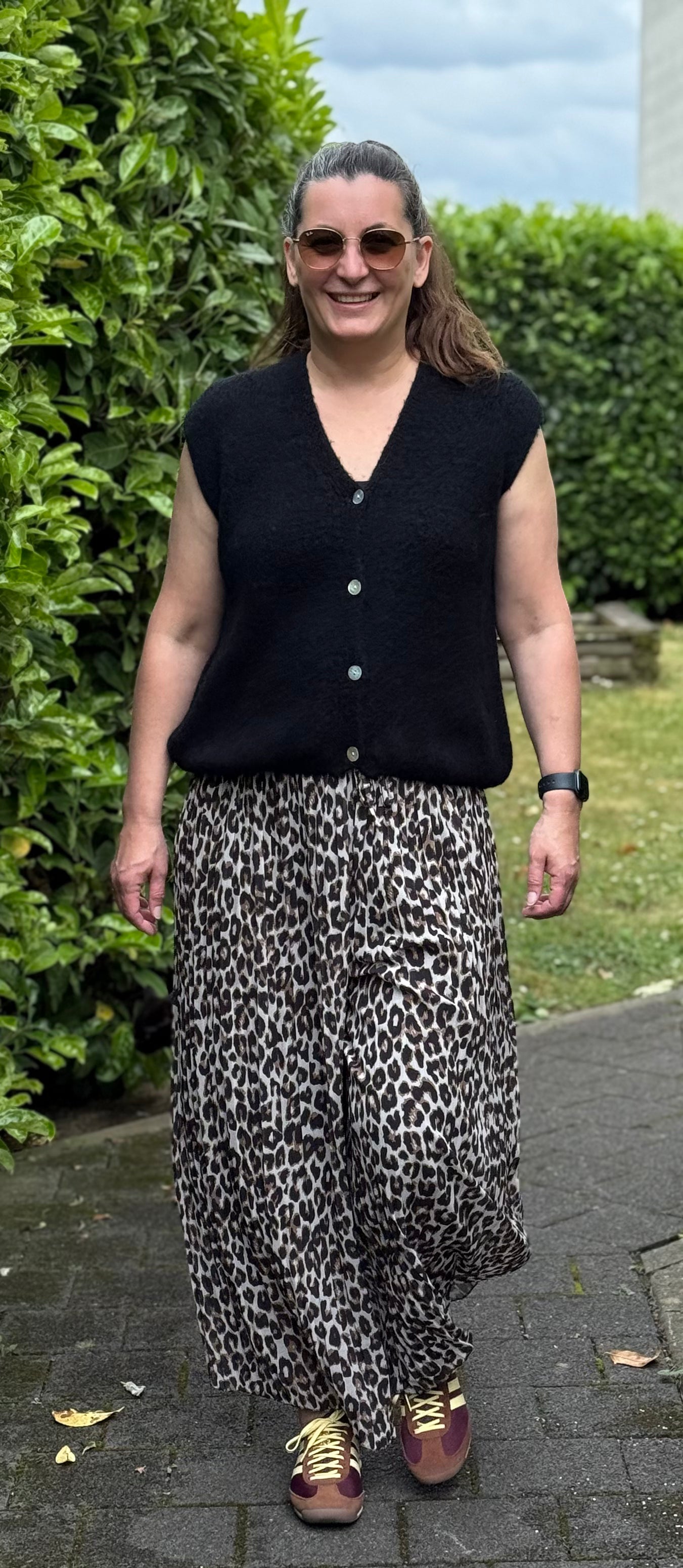 kurzärmelige Weste Strick schwarz