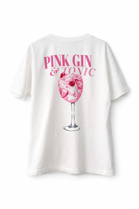 T-Shirt „Pink Gin & Tonic“ – Stylisches Damen Shirt aus Baumwolle – Statement Tee mit Print