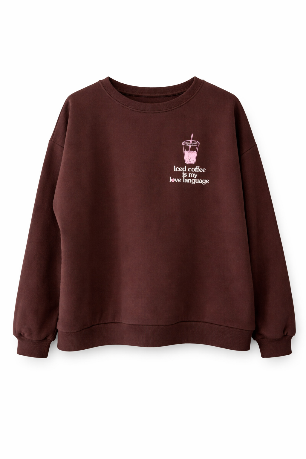Sweatshirt „Iced Coffee“ – Stylischer Oversize Pullover Damen – Statement Longsleeve Coffee Lover