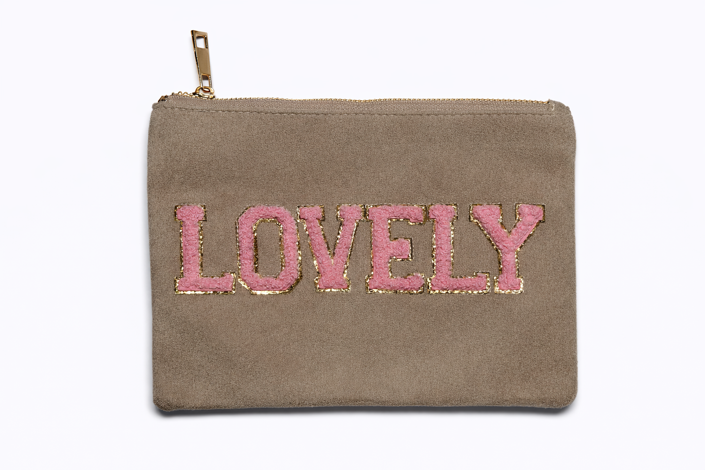 Kosmetiktasche „LOVELY“ – Elegante Make-up Tasche mit weicher Velours-Optik – Stylischer Kulturbeutel Damen