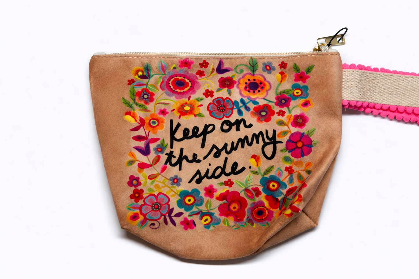 Kosmetiktasche Blumen „Keep on the Sunny Side“ – Make-up Tasche Damen – Kulturbeutel Reise & Geschenk