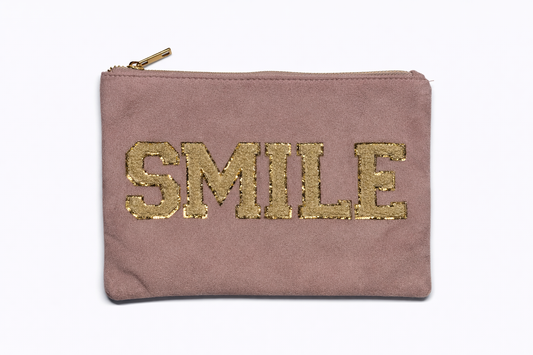 Kosmetiktasche „SMILE“ – Elegante Make-up Tasche mit weicher Velours-Optik – Stylischer Kulturbeutel Damen (Kopie)