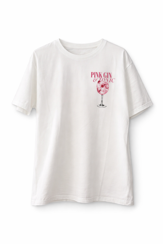 T-Shirt „Pink Gin & Tonic“ – Stylisches Damen Shirt aus Baumwolle – Statement Tee mit Print