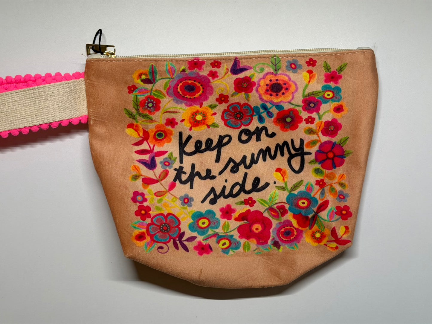 Kosmetiktasche Blumen „Keep on the Sunny Side“ – Make-up Tasche Damen – Kulturbeutel Reise & Geschenk