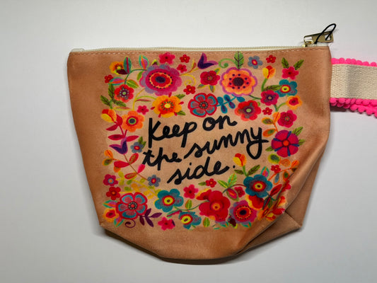 Kosmetiktasche Blumen „Keep on the Sunny Side“ – Make-up Tasche Damen – Kulturbeutel Reise & Geschenk
