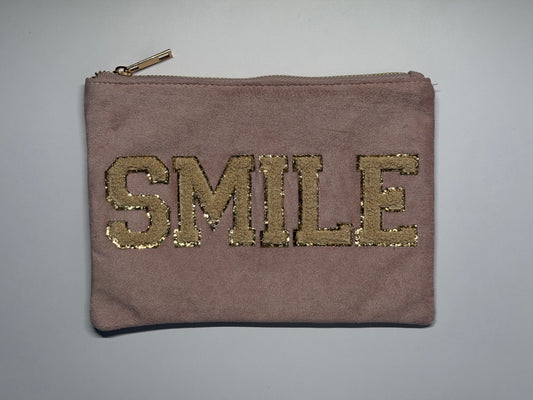 Kosmetiktasche „SMILE“ – Elegante Make-up Tasche mit weicher Velours-Optik – Stylischer Kulturbeutel Damen (Kopie)