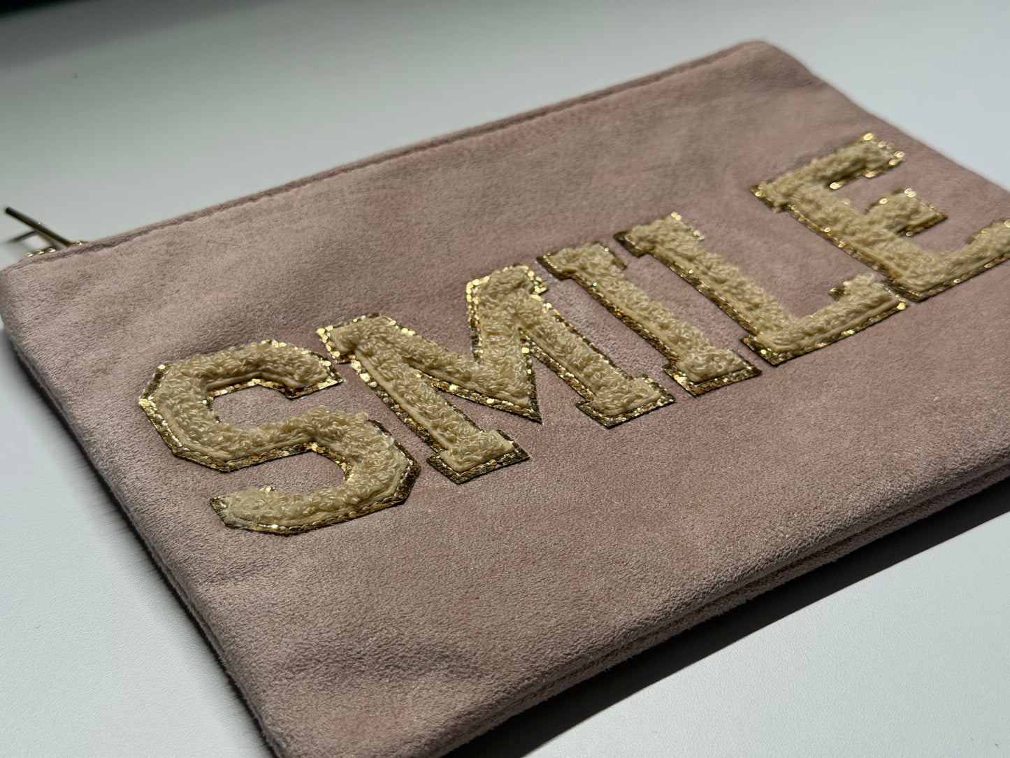 Kosmetiktasche „SMILE“ – Elegante Make-up Tasche mit weicher Velours-Optik – Stylischer Kulturbeutel Damen (Kopie)