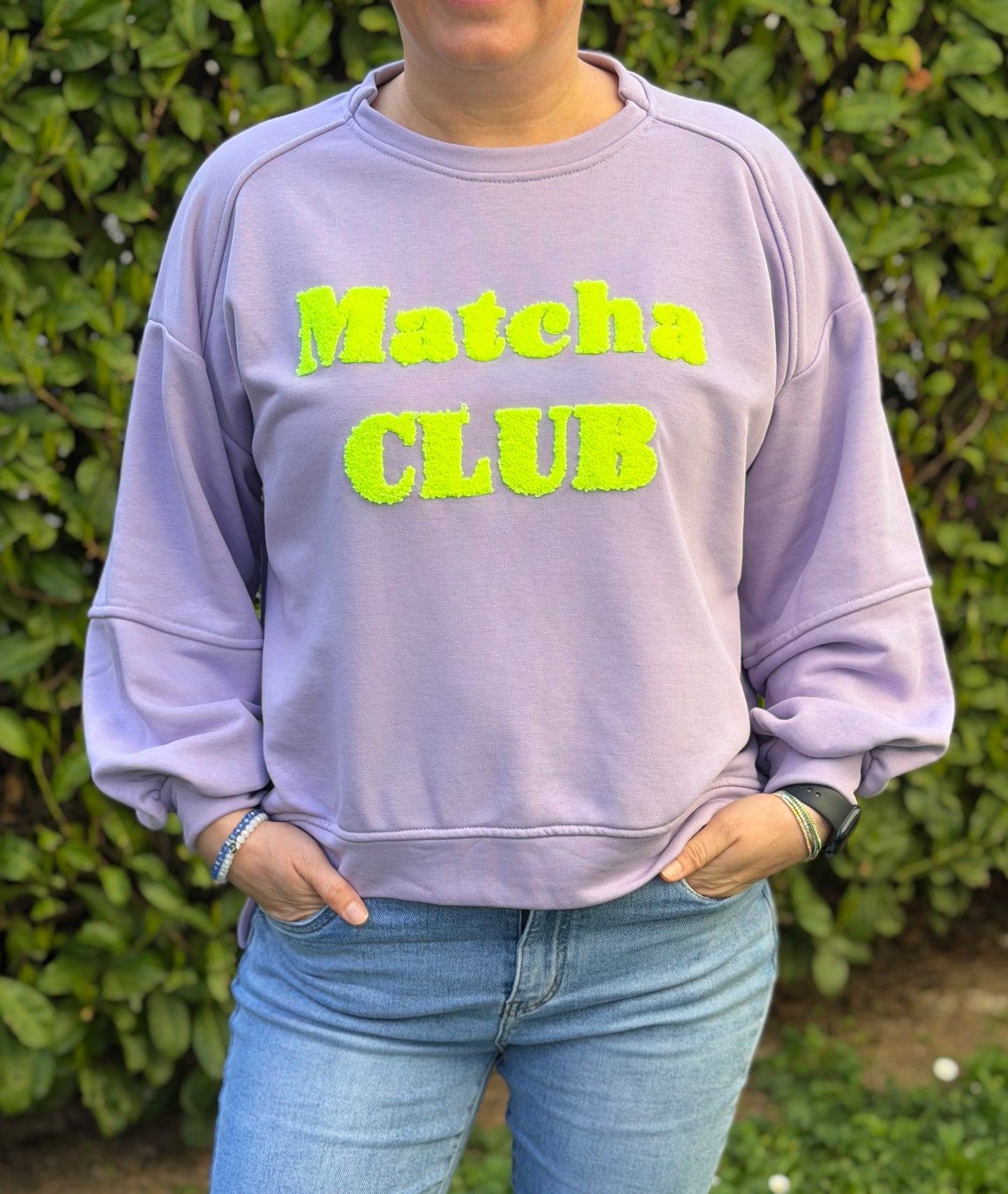 Sweatshirt „Matcha Club“ – Stylischer Oversize Pullover Damen – Trend Longsleeve mit Statement