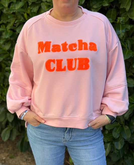 Sweatshirt „Matcha Club“ – Stylischer Oversize Pullover Damen – Trend Longsleeve mit Statement