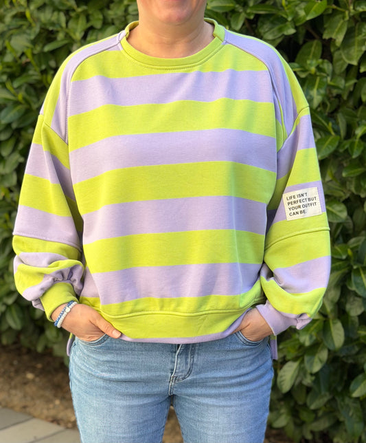 Oversize Sweatshirt Damen – Stylischer Pullover mit Statement Label – Bequemer Longsleeve modern