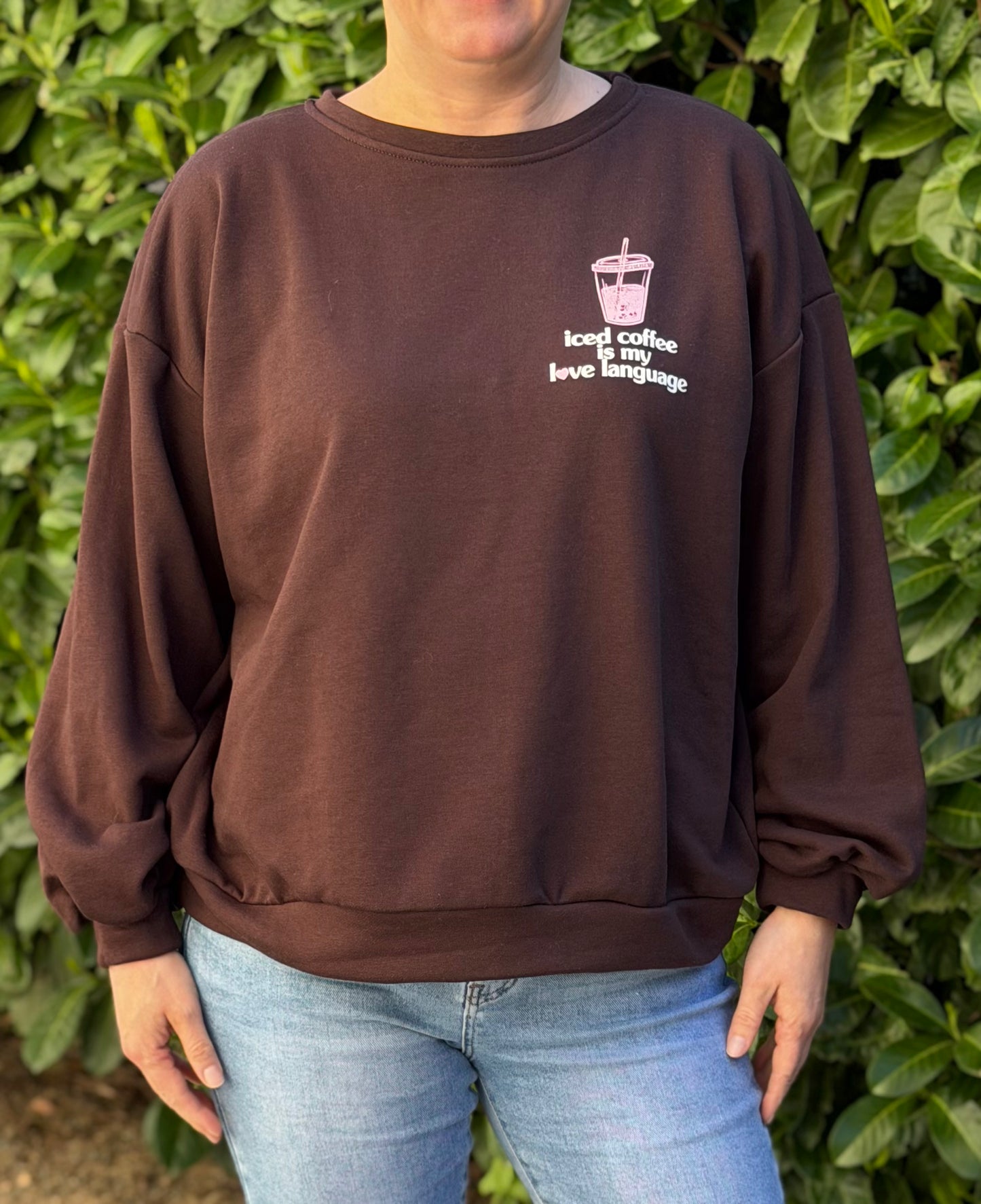 Sweatshirt „Iced Coffee“ – Stylischer Oversize Pullover Damen – Statement Longsleeve Coffee Lover