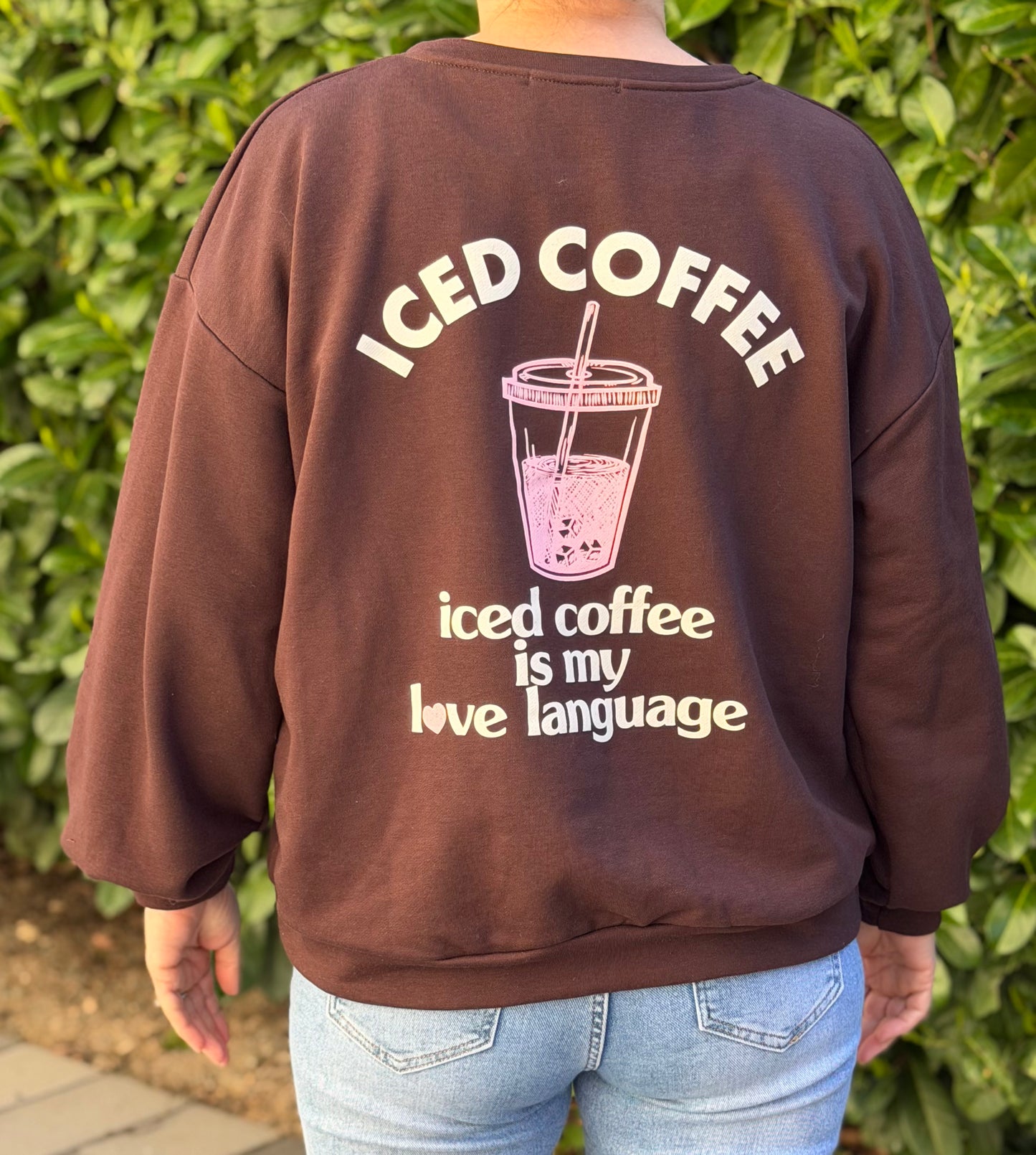 Sweatshirt „Iced Coffee“ – Stylischer Oversize Pullover Damen – Statement Longsleeve Coffee Lover