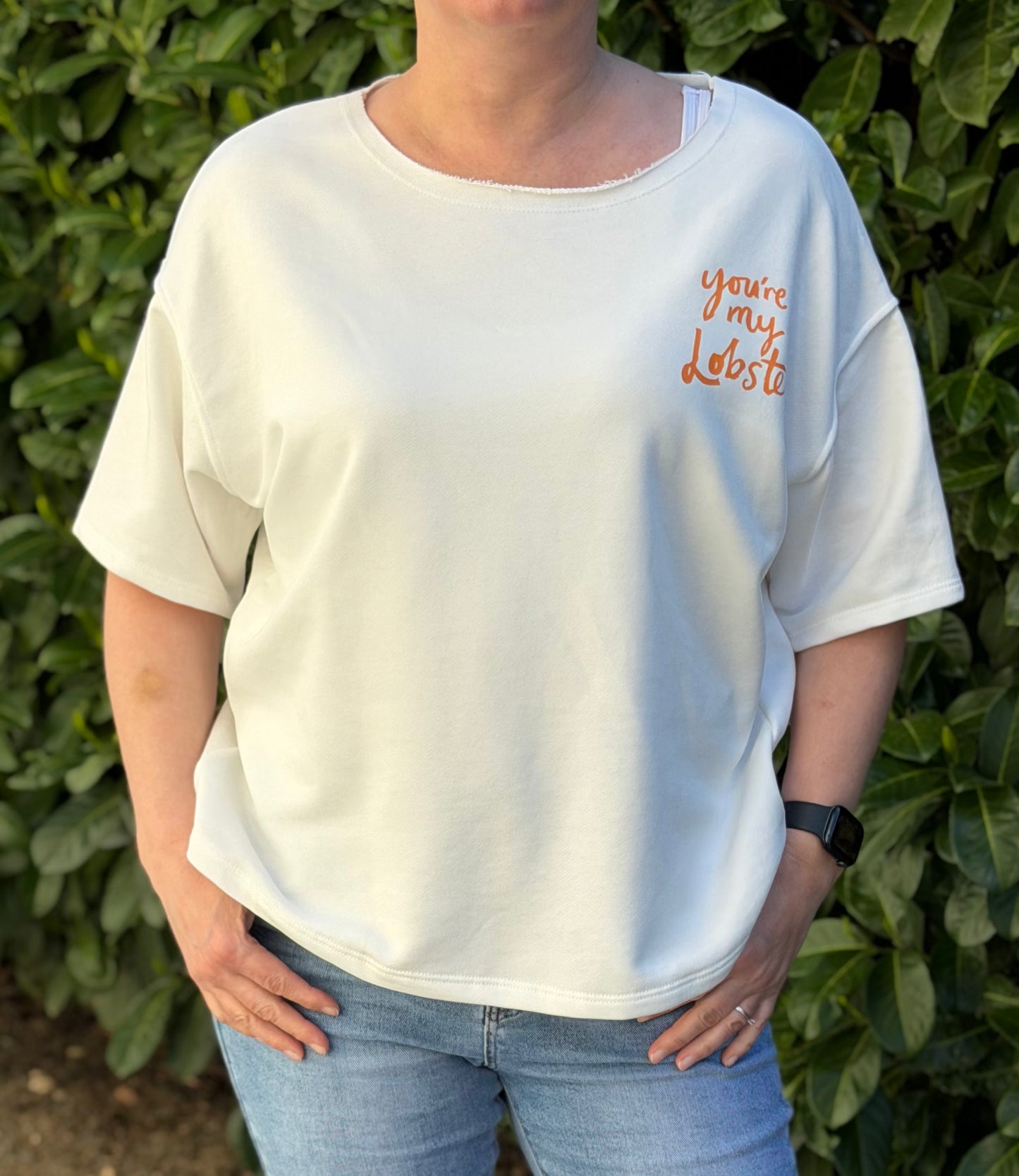 Lobster Oversized Kurzarm Pullover – Baumwolle