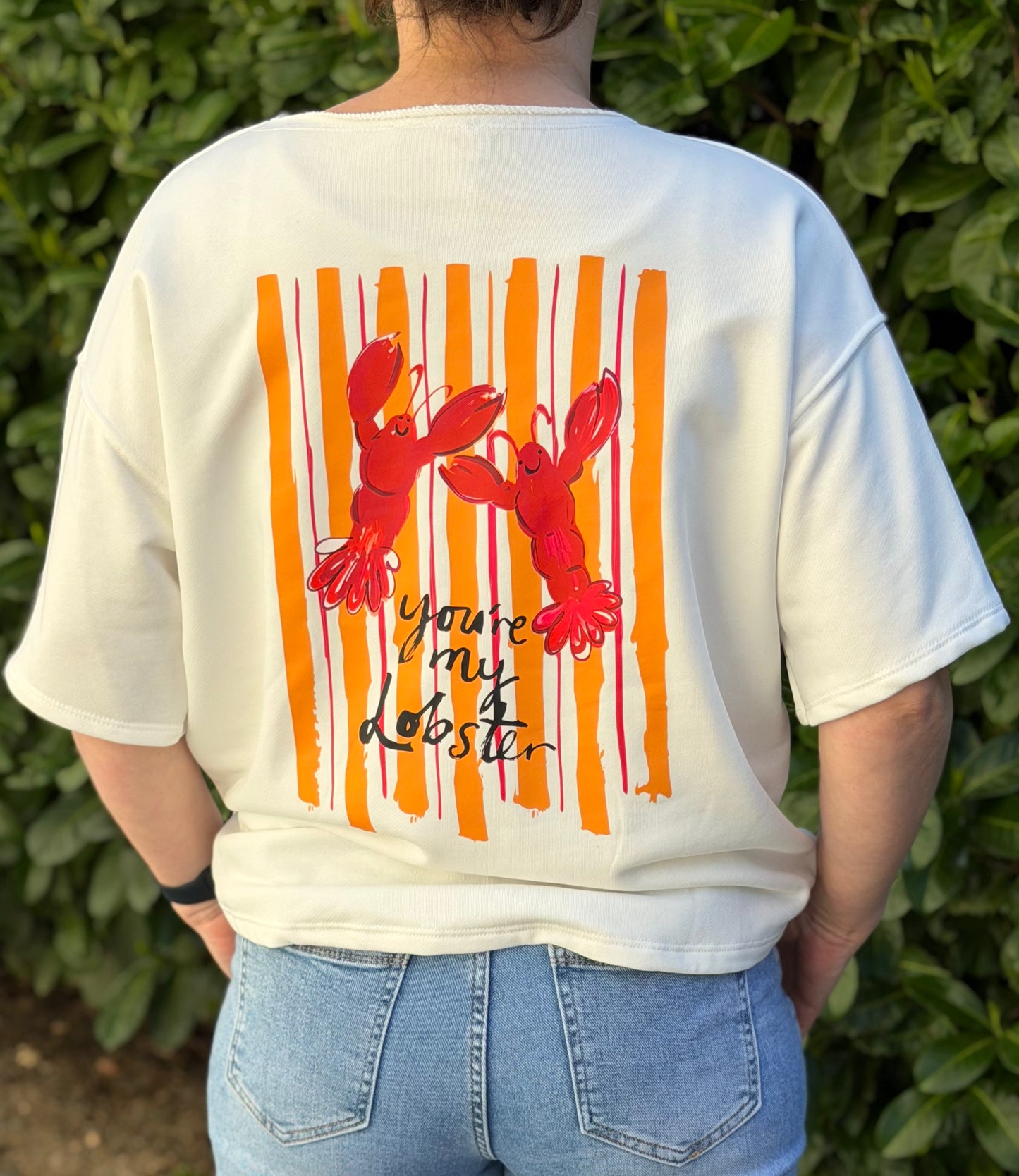Lobster Oversized Kurzarm Pullover – Baumwolle