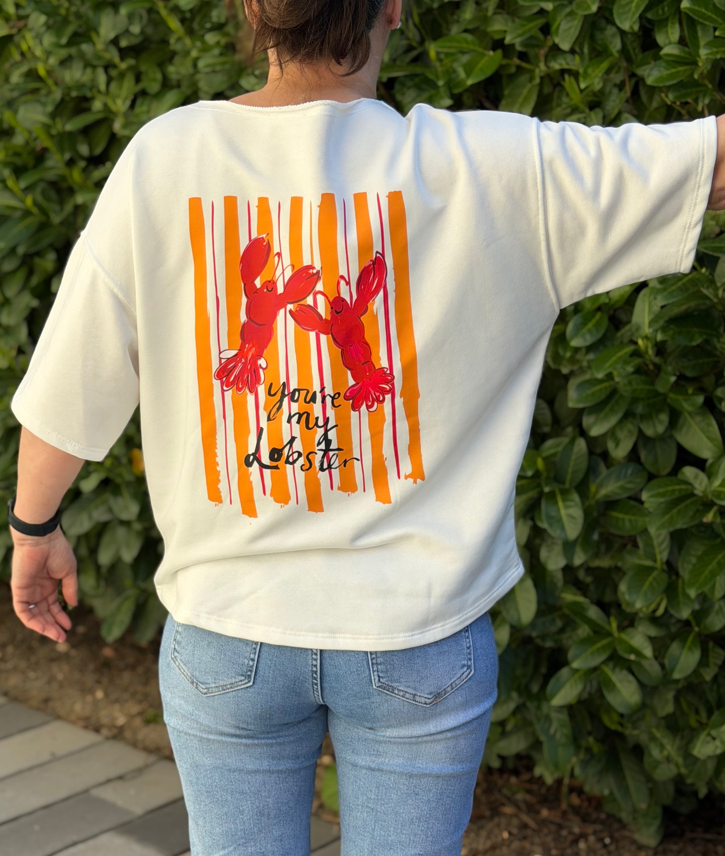 Lobster Oversized Kurzarm Pullover – Baumwolle