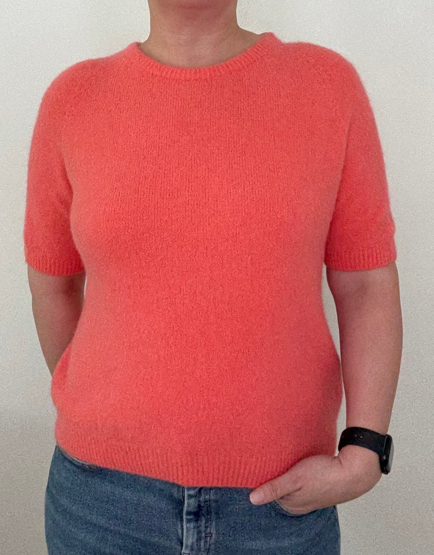 Kurzarm Alpaka Oberteil "lachs"