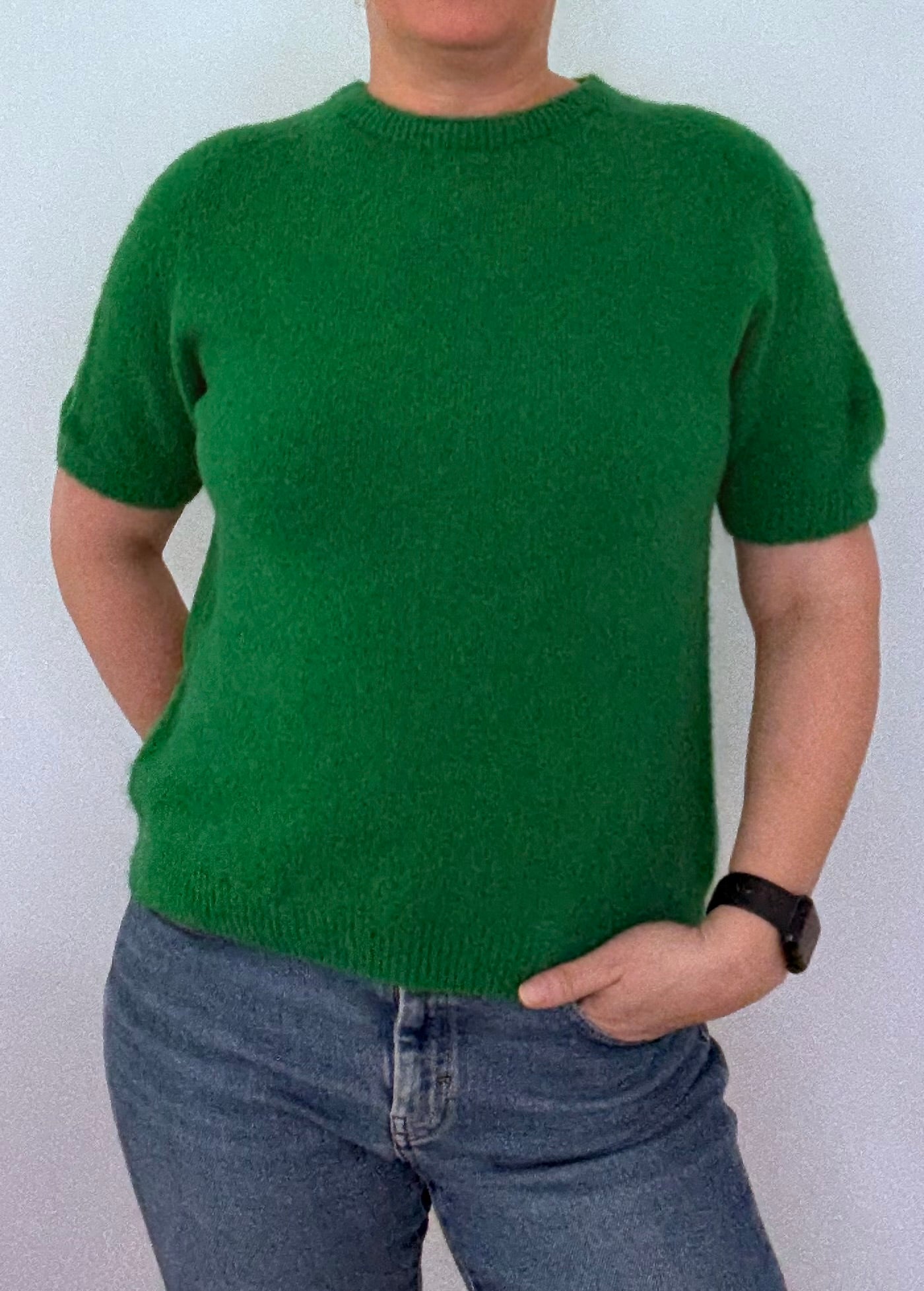 Kurzarm Alpaka Oberteil "grün"