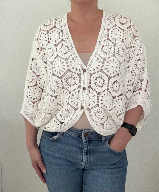 Summer Crochet Cardigan cremeweiß