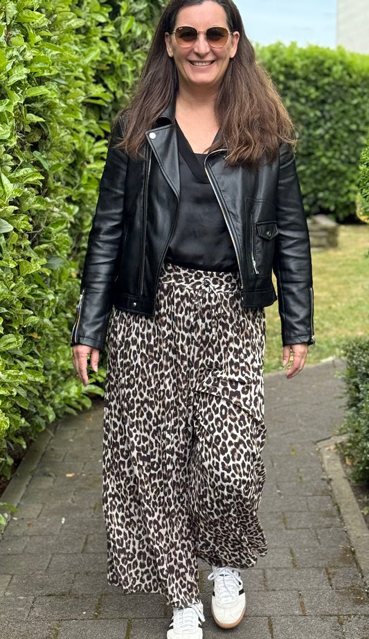Culotte Plissee Hose mit langem Unterfutter Leo