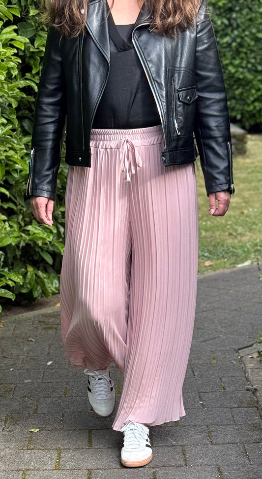 Culotte Plissee Hose mit langem Unterfutter puder rosa