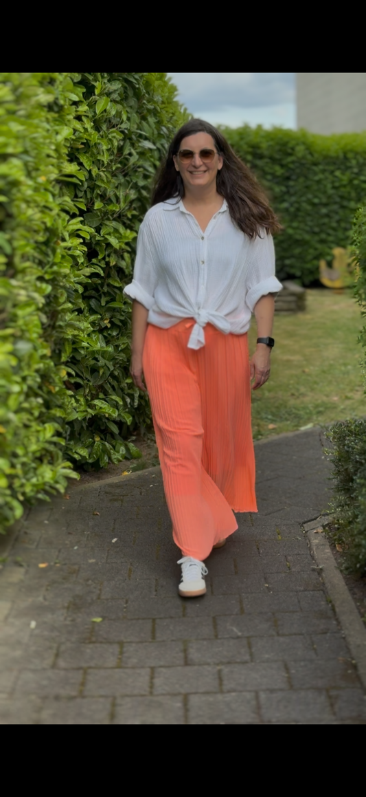 Culotte Plissee Hose mit langem Unterfutter koralle