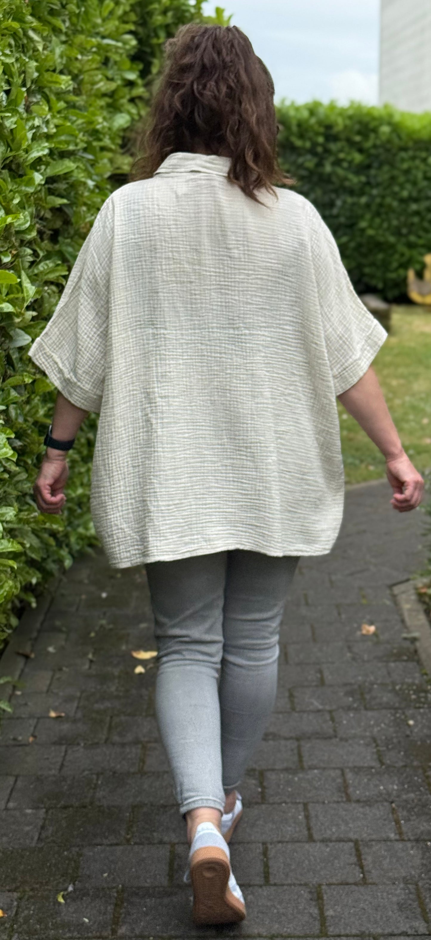 "Waffle" Musselin Bluse beige