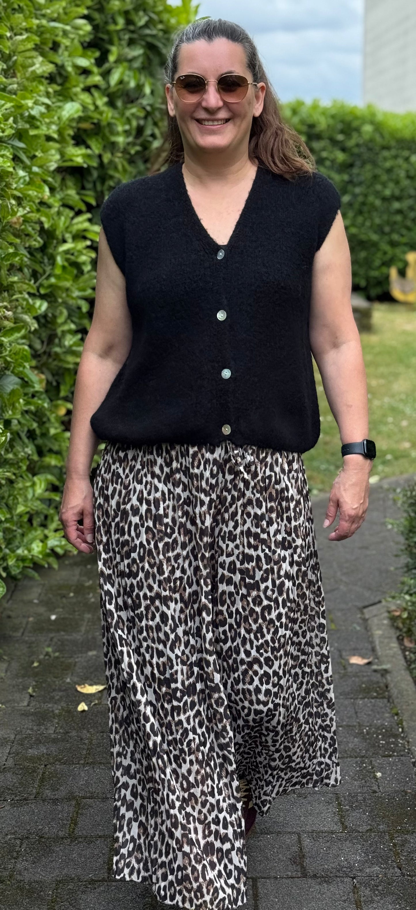 kurzärmelige Weste Strick schwarz