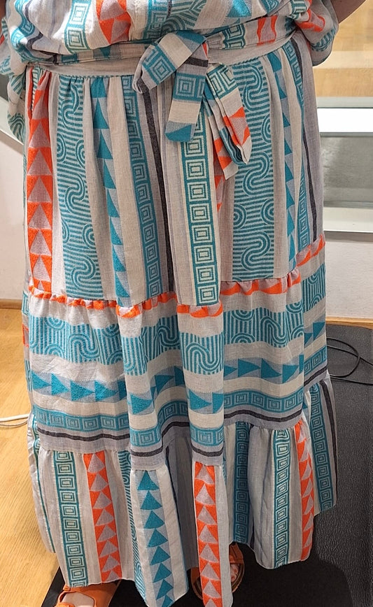 Boho-Rock mit Ethno Muster blau/orange